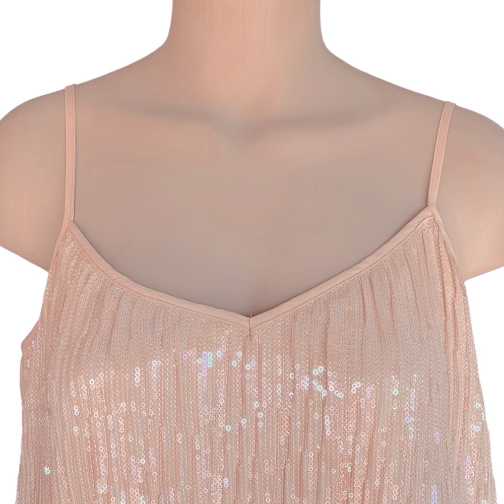 ANTHROPOLOGIE Amelie Camisole Top Sequins Pink Rose Size 10 - Picture 3 of 14